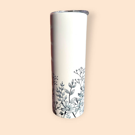 Thin Line Flowers Stainless Steel 20 oz Skinny Tumbler