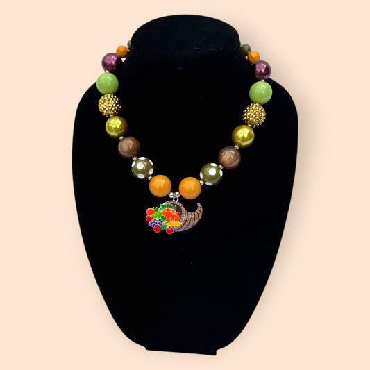 Thanksgiving Cornucopia Bubble Gum Necklace 18”