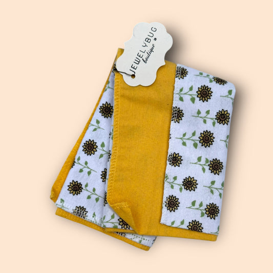 Sunflowers & Sunflower Yellow 2 pc Burp Rag Set