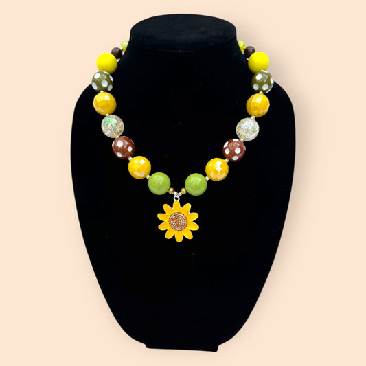 Sunflower Bubble Gum Necklace 18.5"