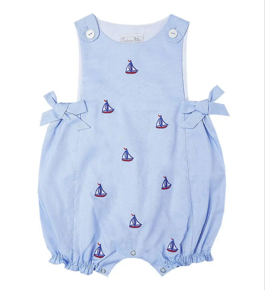 Sail Boats and Bows Girls Romper