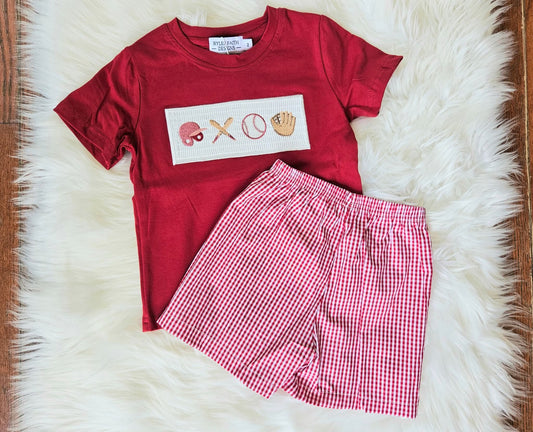 Boys Smocked Baseball Set