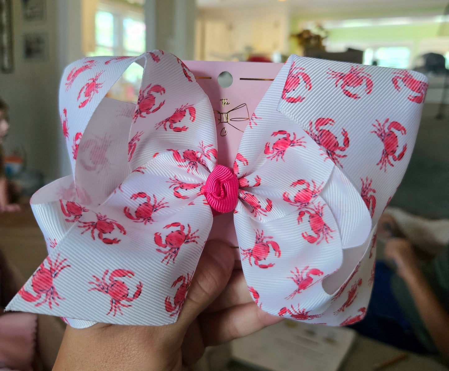Red Crab Clip Bow