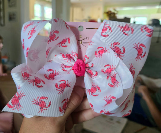 Red Crab Clip Bow