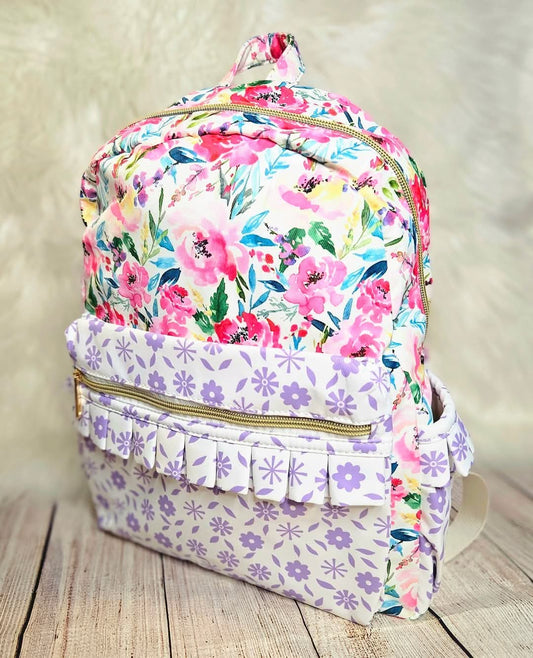 Floral Ruffle Pink/Purple Backpack