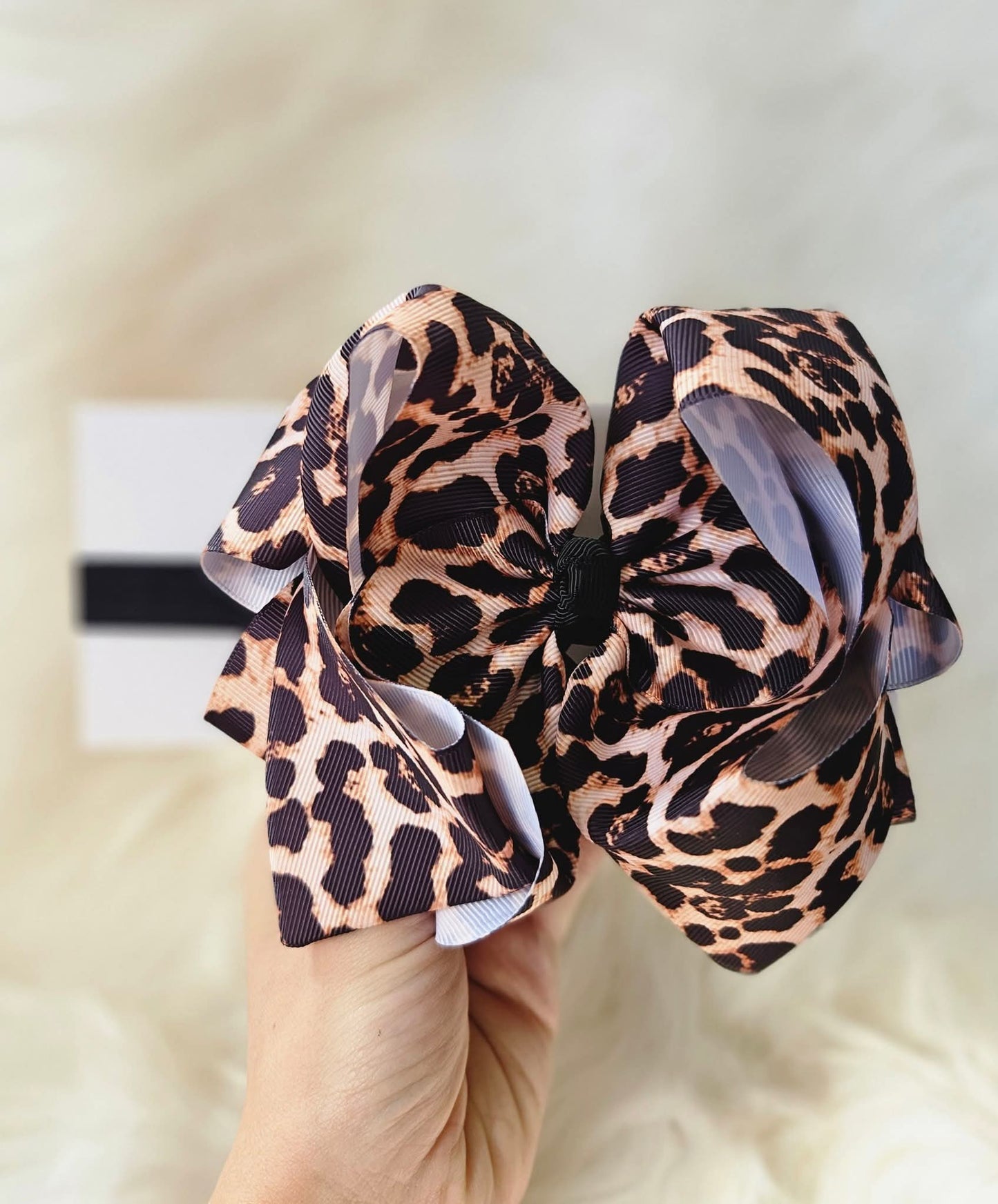 Cheetah Print Large 2 Layer Headband Bow