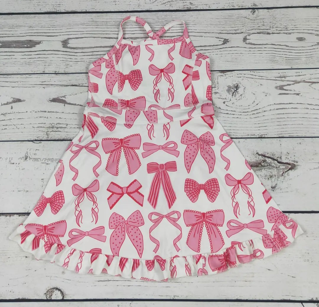 Ribbon Bow Tank Dress W/ Built in Shorts #541