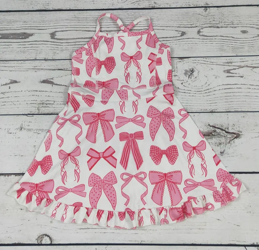 Ribbon Bow Tank Dress W/ Built in Shorts #541