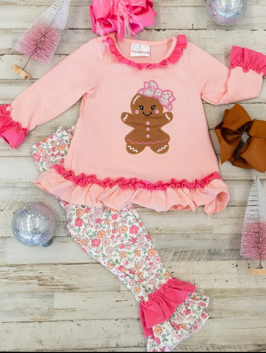 Girls Ruffle Gingerbread Legging Set