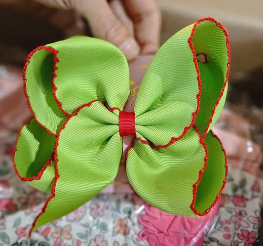 Red and Green Clip Hairbow