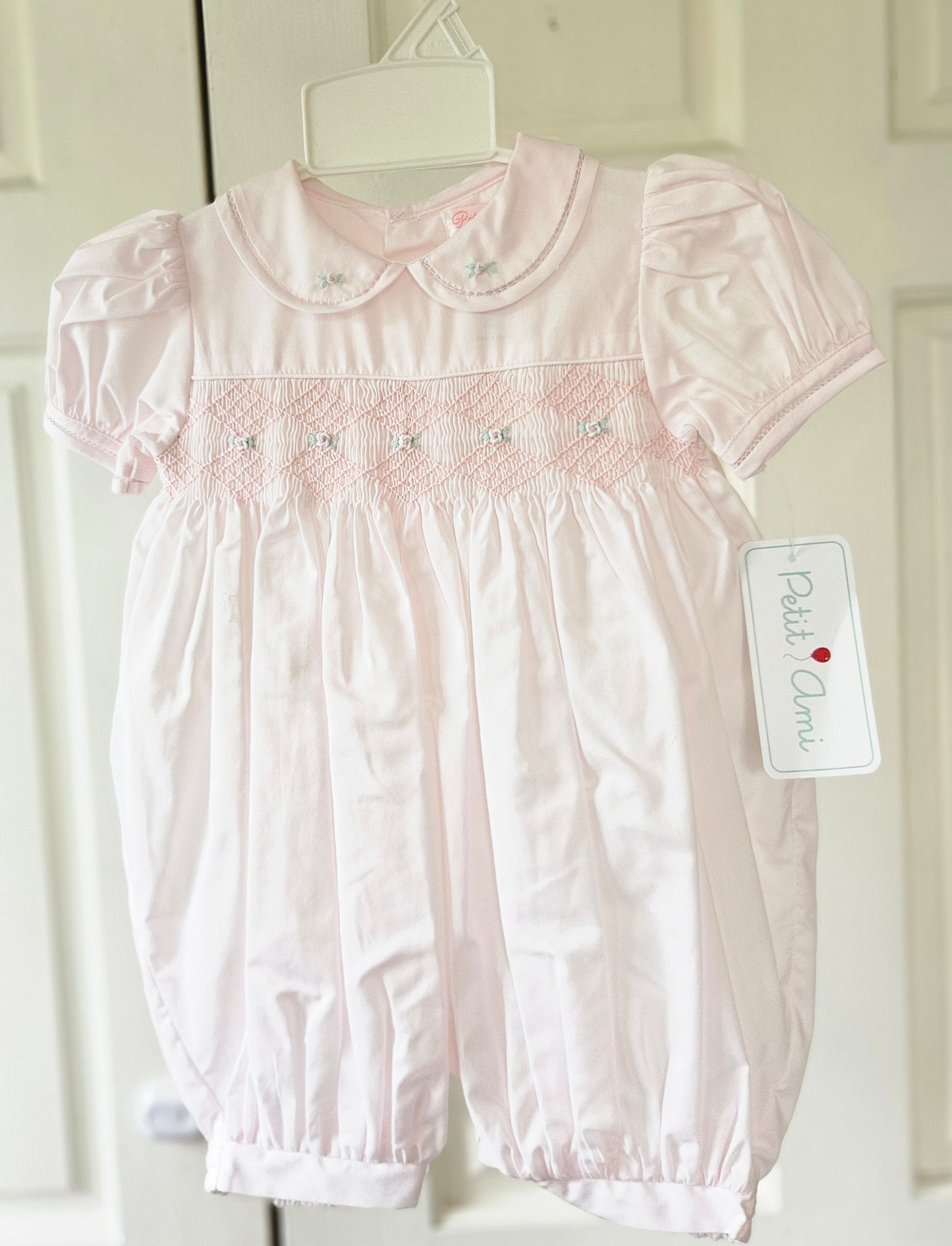 Girls Heirloom Light Pink Bubble Romper #556