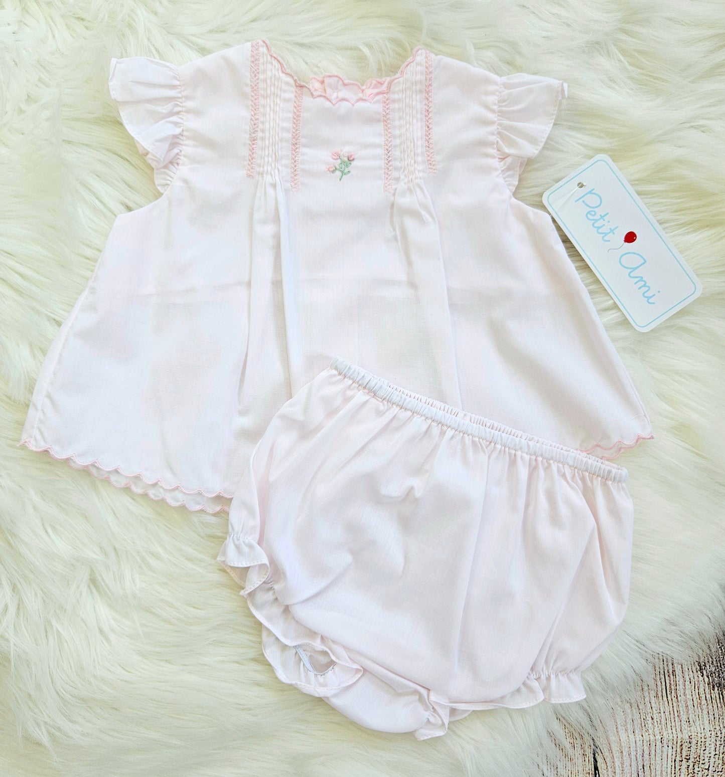 Baby Girls Heirloom Flower Diaper Set