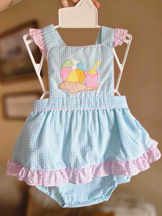 Beach Day Embroidered Ruffle Bubble #470