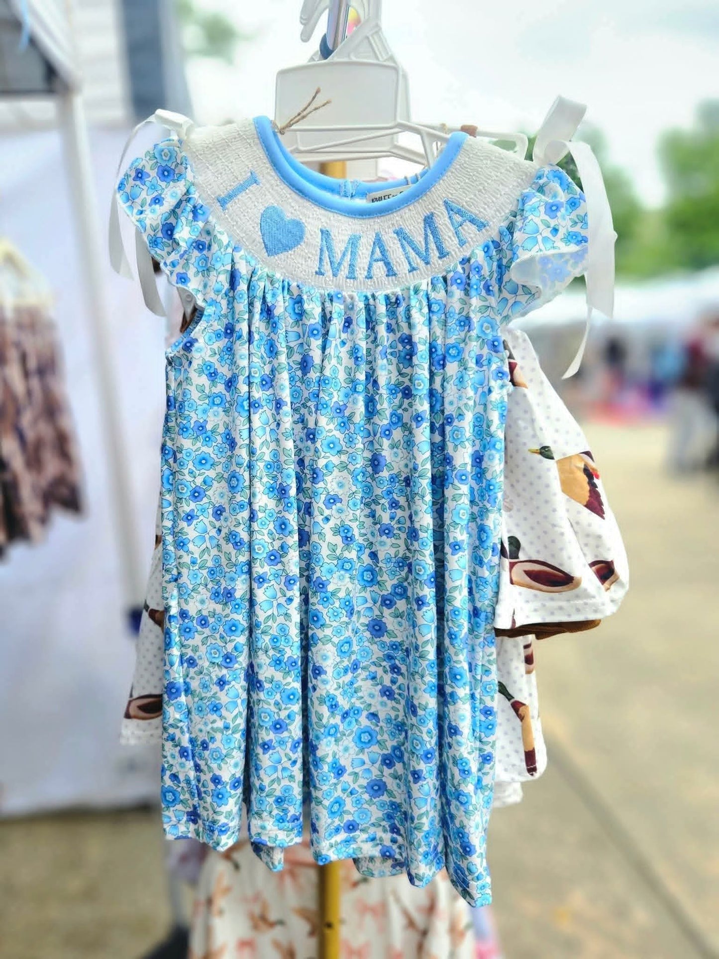 "I Heart Mama" Blue Floral Dress #534