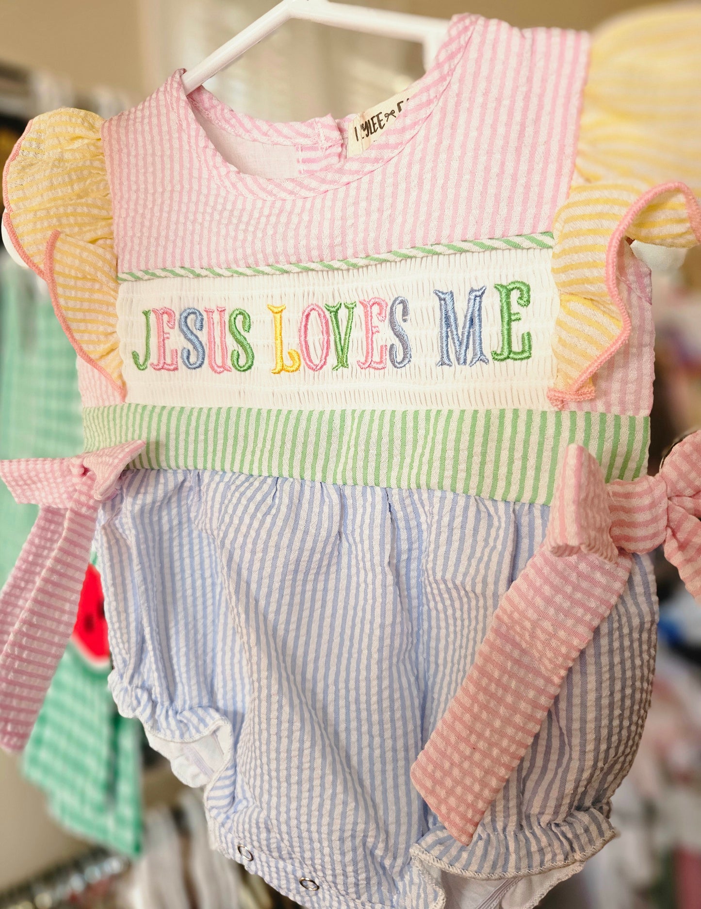 Jesus Loves Me Smocked Bubble #482