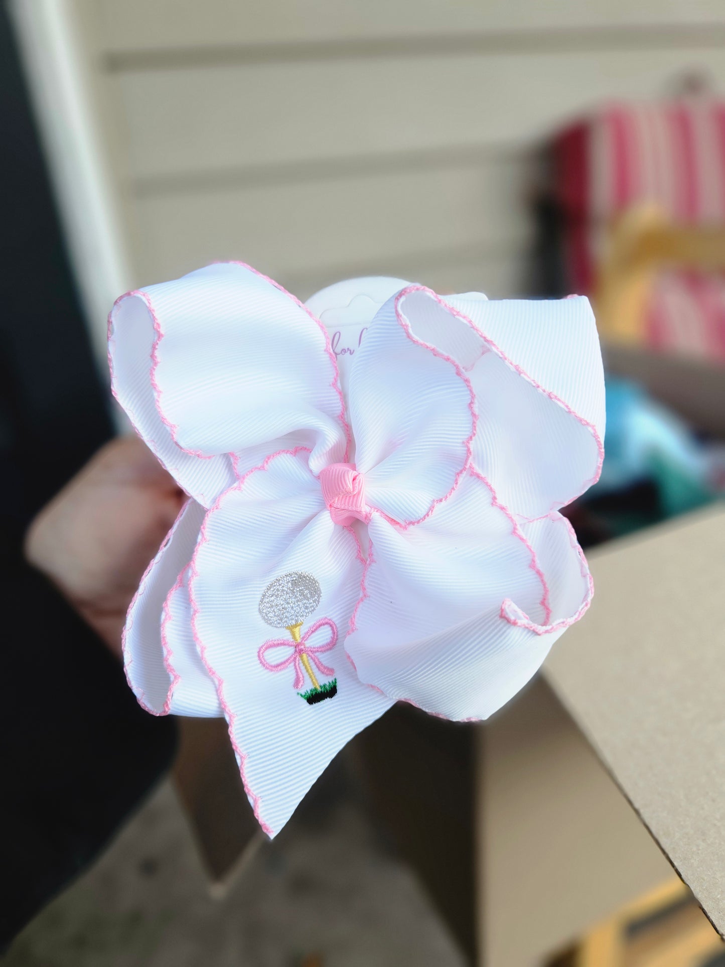 Golf Tee Embroidered Hairbow
