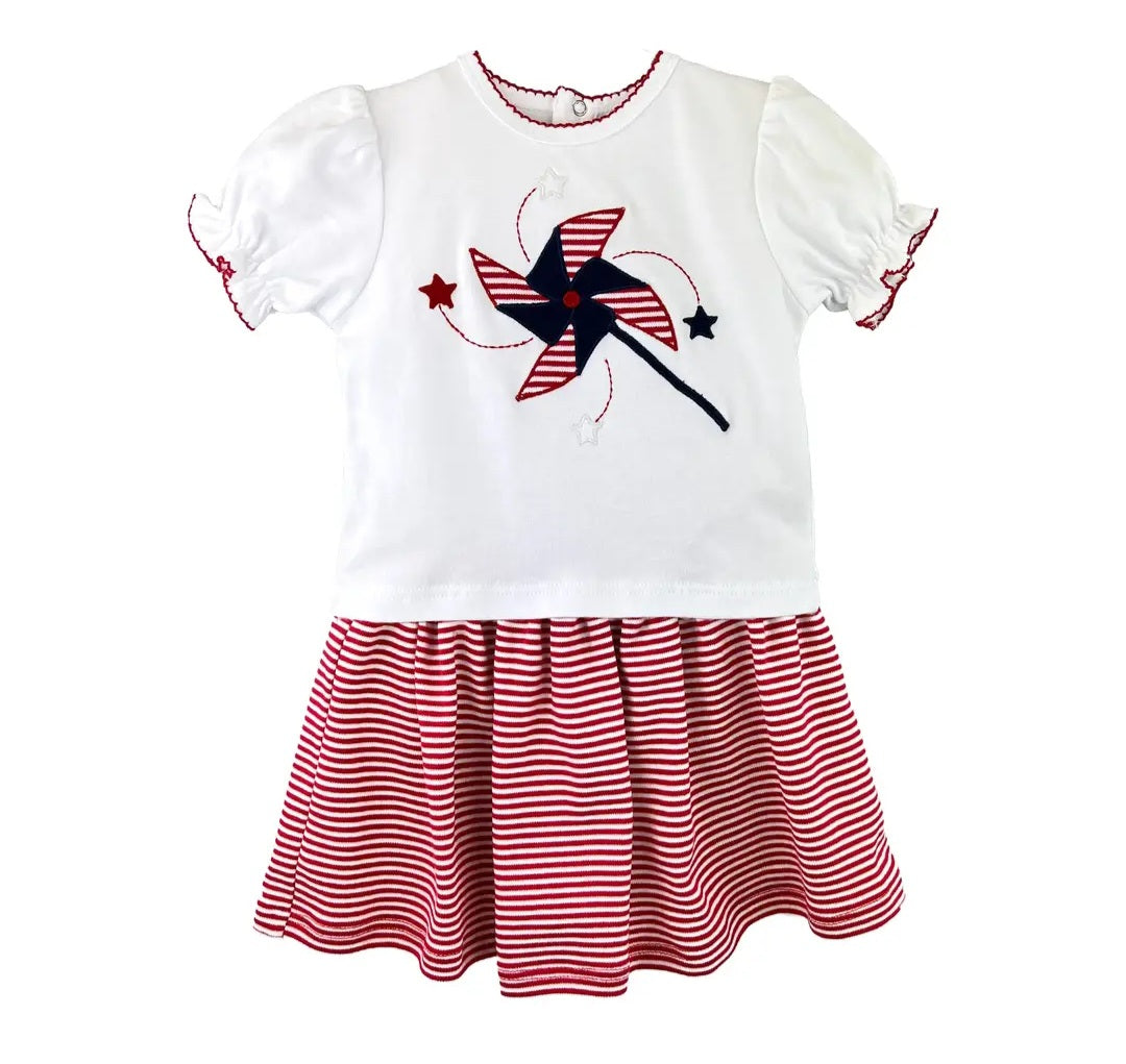 Girls Pinwheel Patriotic Skirt Set #557