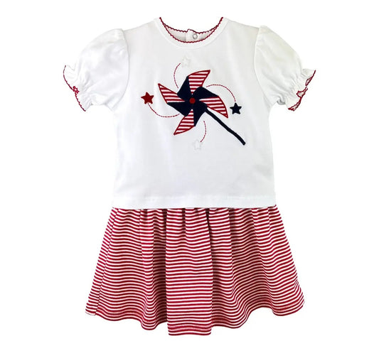 Girls Pinwheel Patriotic Skirt Set #557