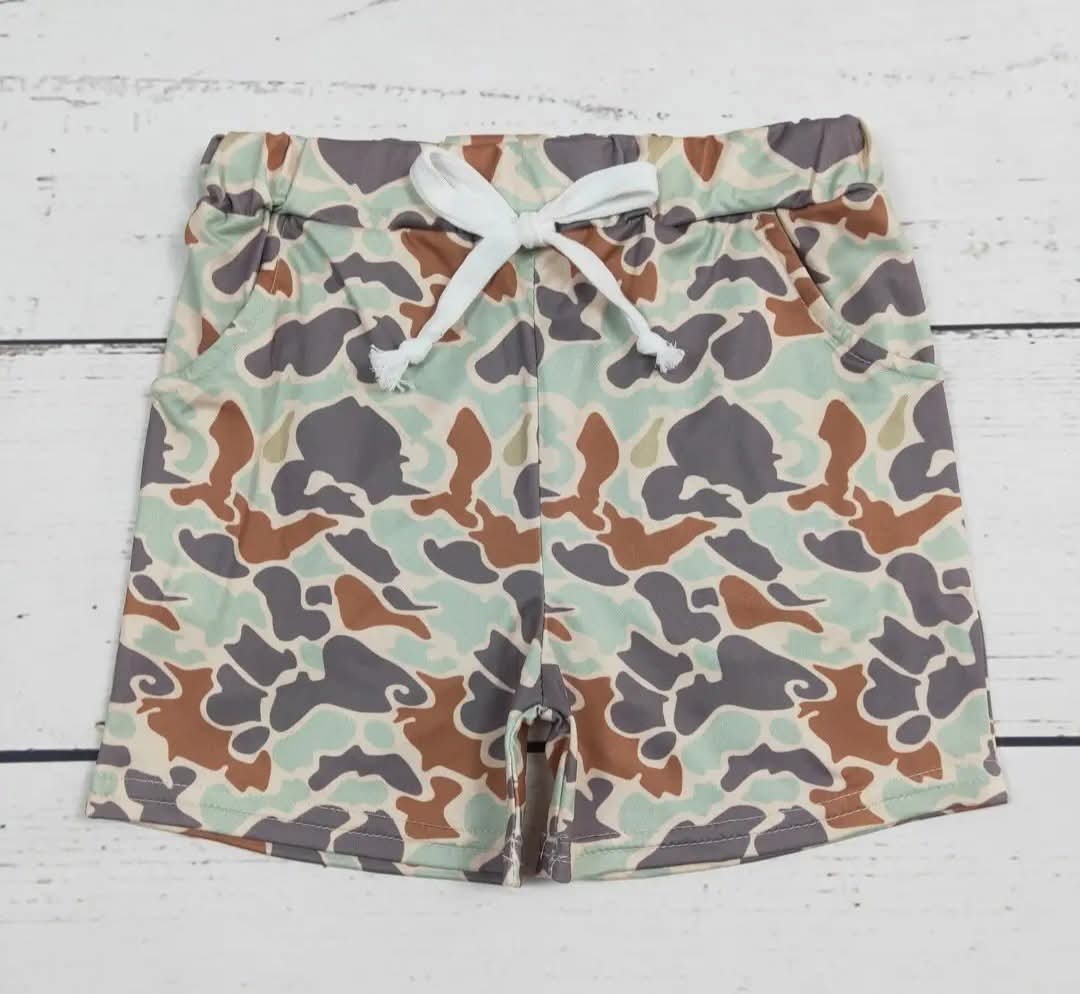 Green and Brown Camo Summer Shorts #451