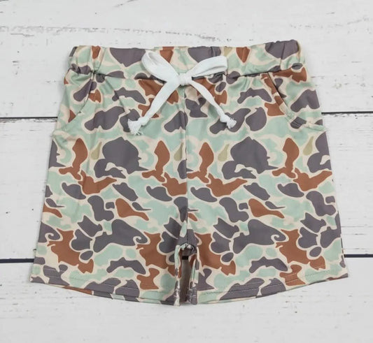 Green and Brown Camo Summer Shorts #451