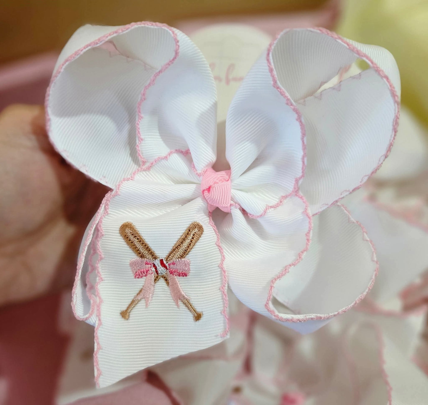 Baseball Season Embroidered Clip Hairbow