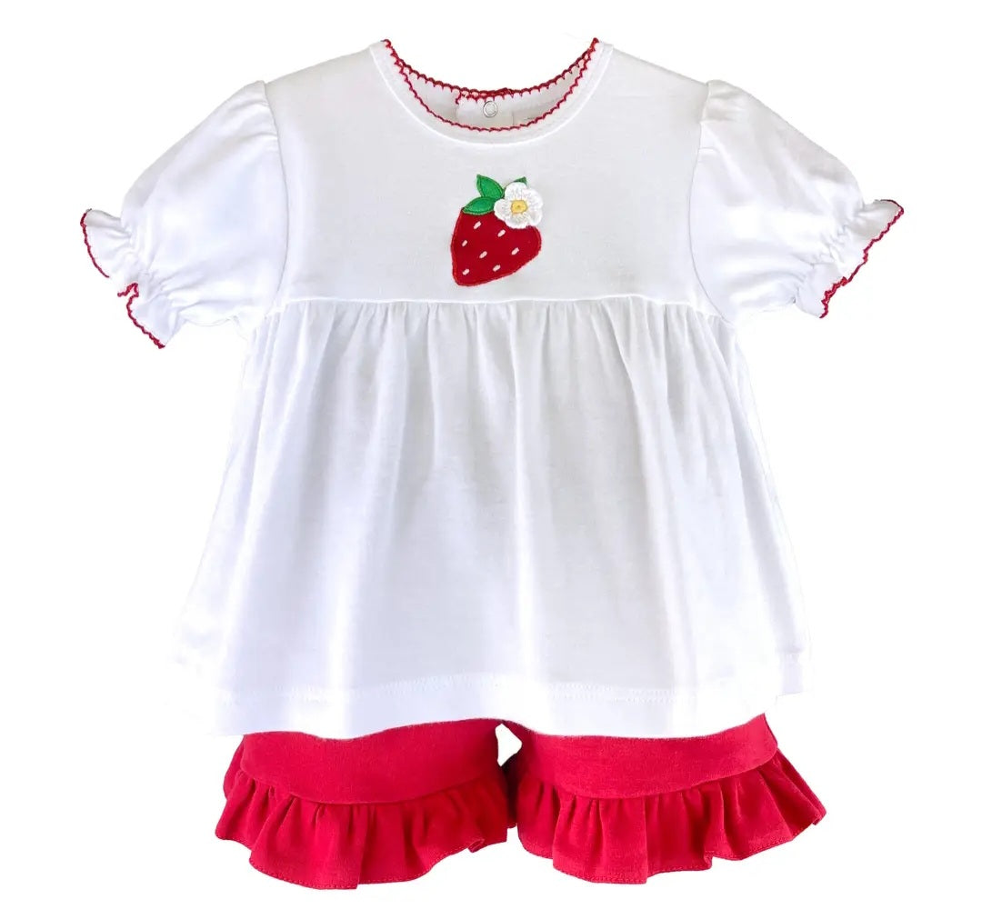 Embroidered Strawberry Short Set #468