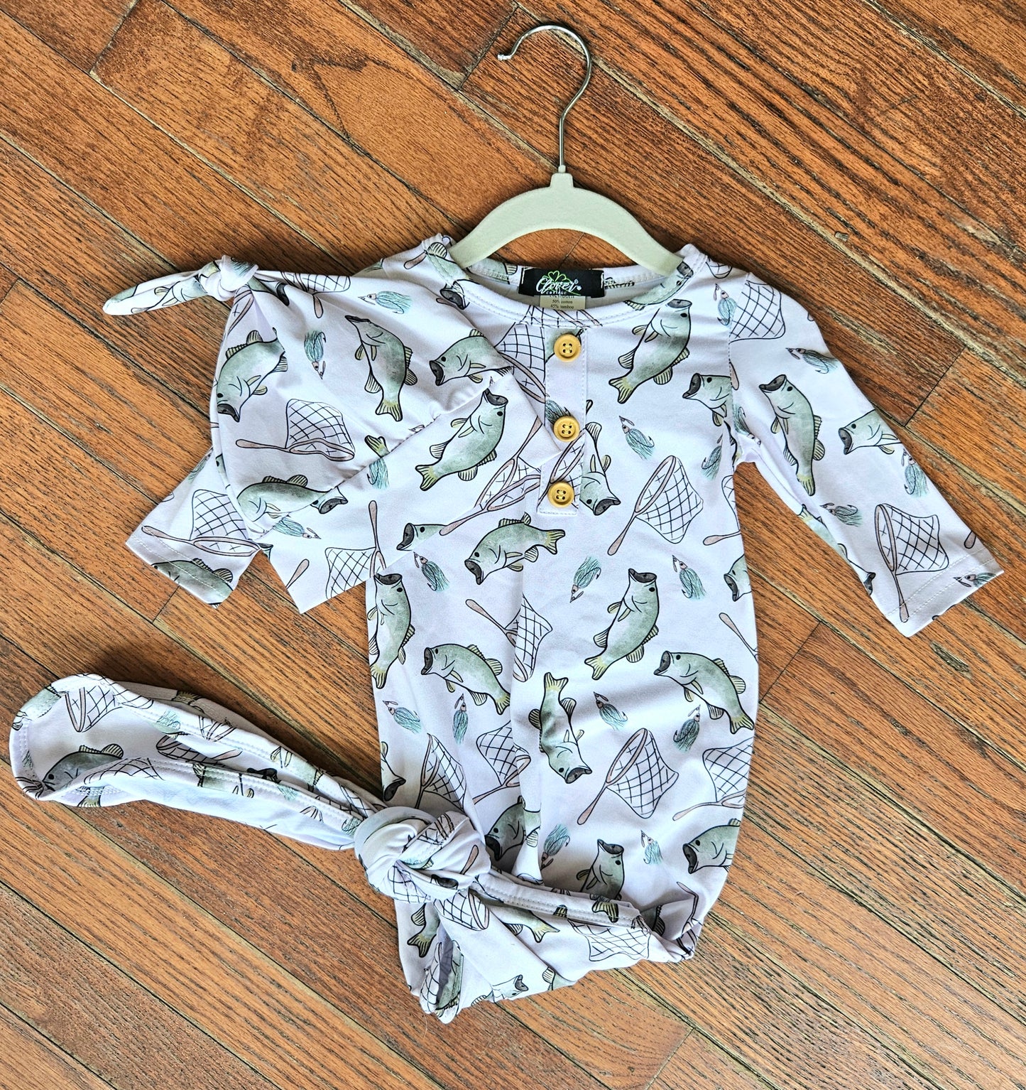Baby Boy Bass Theme Gown with Matching Hat #527