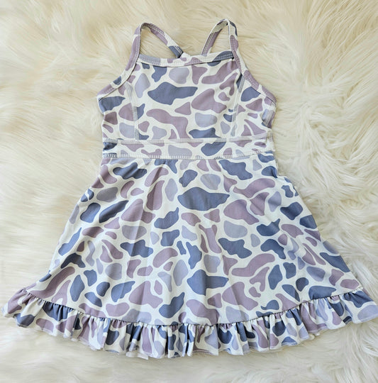 Girls Camo Athletic Build-in-shorts Tank Dress #513