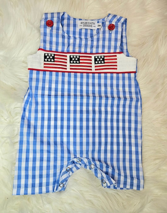 Smock Boys Patriotic Flag Shortalls