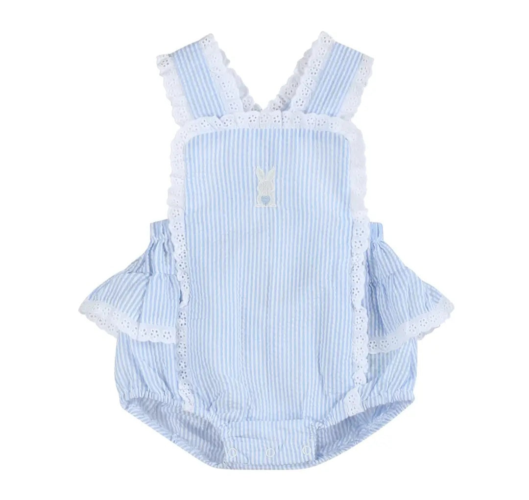 Blue Bunny Cross Back Easter Sunsuit #471