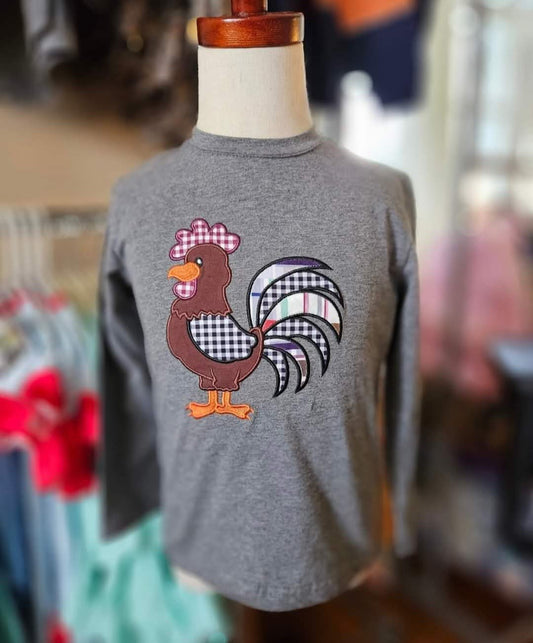 Chicken Long Sleeve Applique Shirt