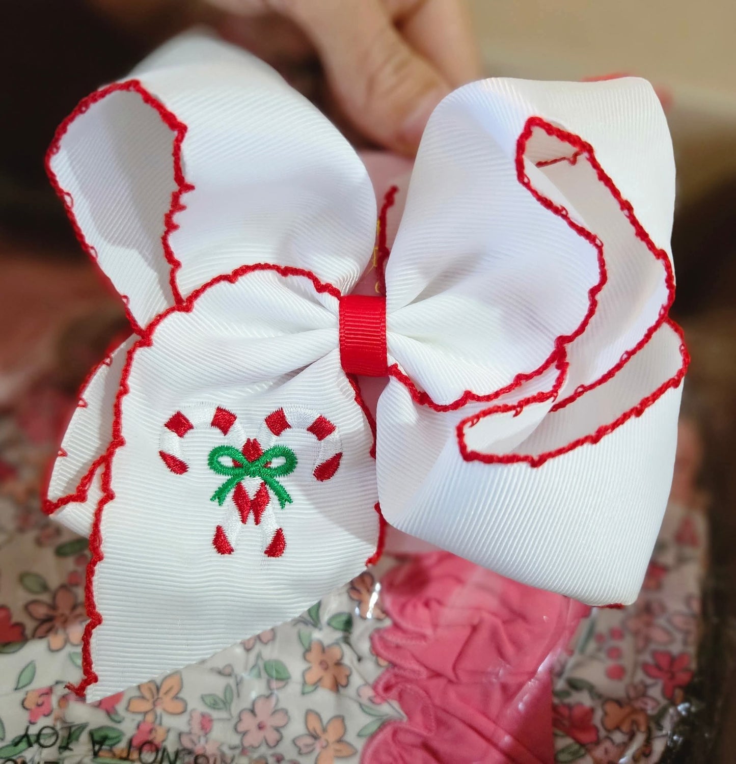 Candy Cane Christmas Clip Hairbow