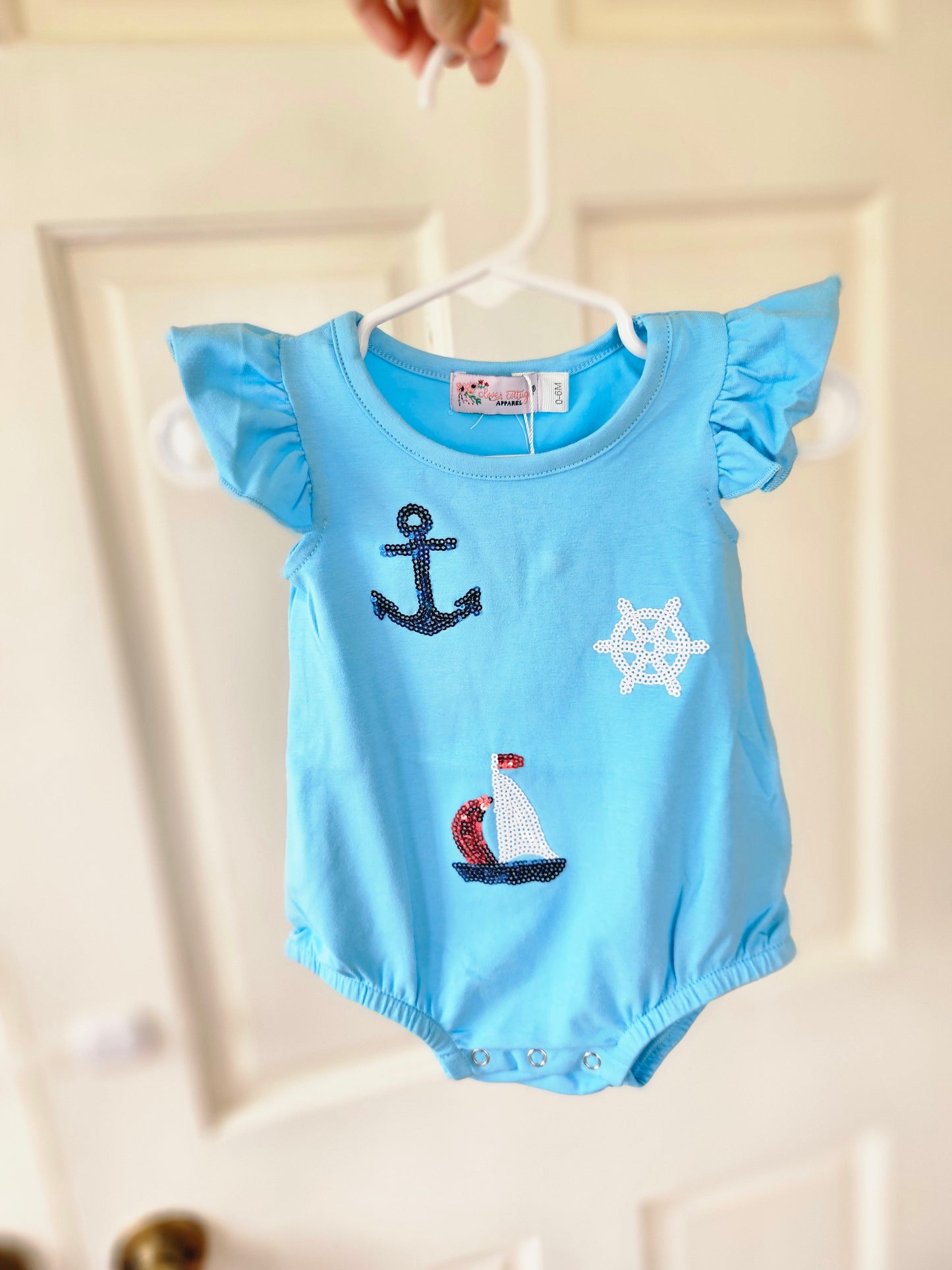 Sail Boat/Anchor Sequin Blue Bubble #525