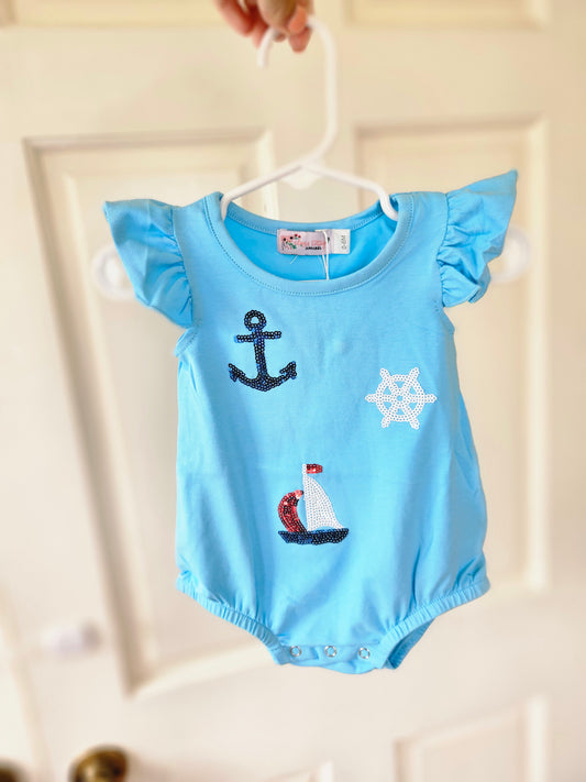 Sail Boat/Anchor Sequin Blue Bubble #525