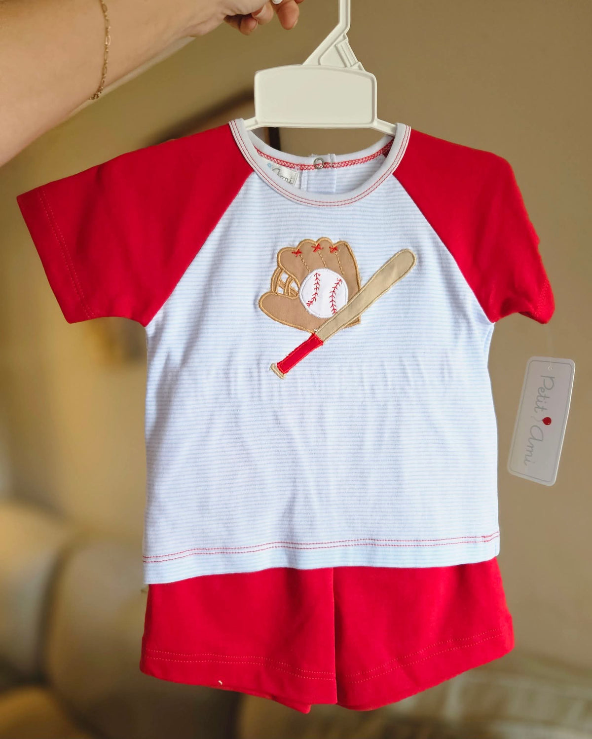 Baseball Mit and Bat Embroidered Short Set #467
