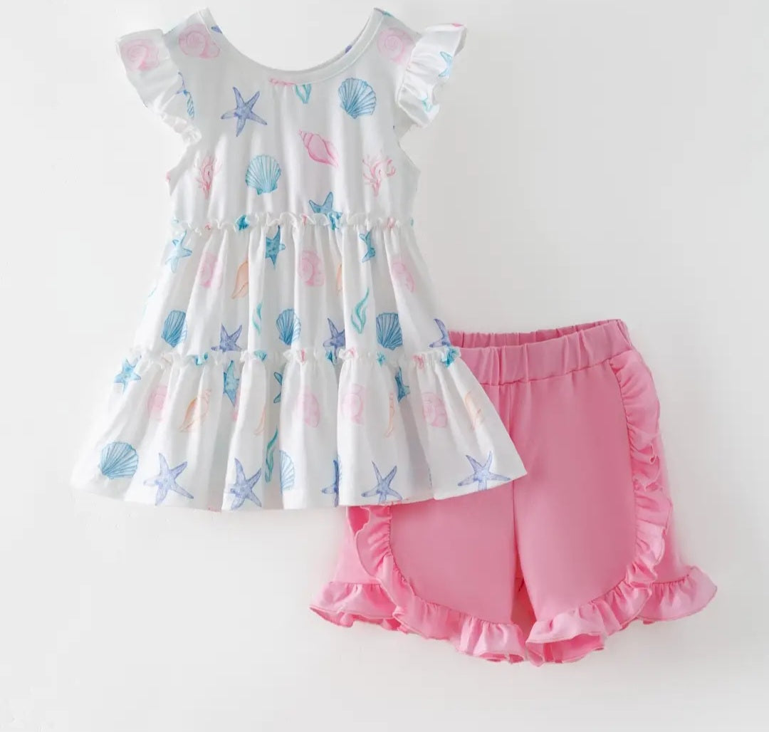 Girls Shell Summer Short Set #549