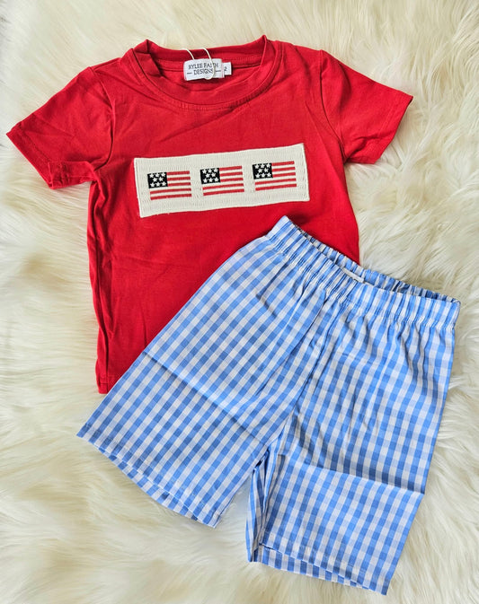 Boys Smocked Patriotic Flag Set