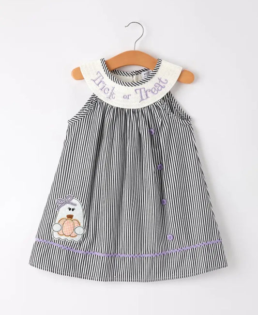 Ghost and Pumpkin Smocked Dress
