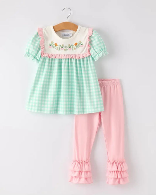 Girls Pumpkin Embroidered Set