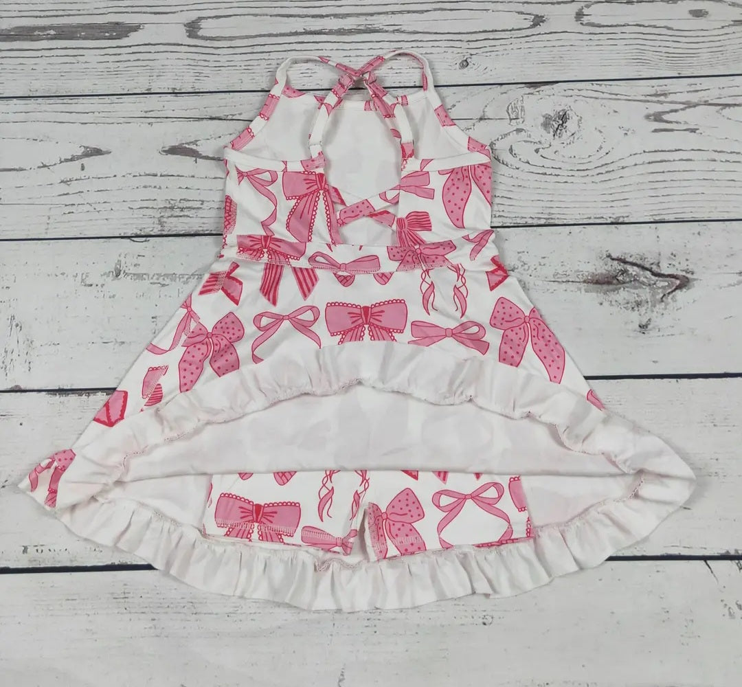 Ribbon Bow Tank Dress W/ Built in Shorts #541