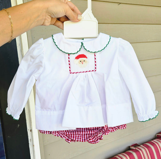 Baby Girls Vintage Style Santa Diaper Set