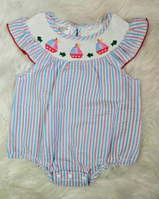 Smocked Girls Sailboat Fish Bubble