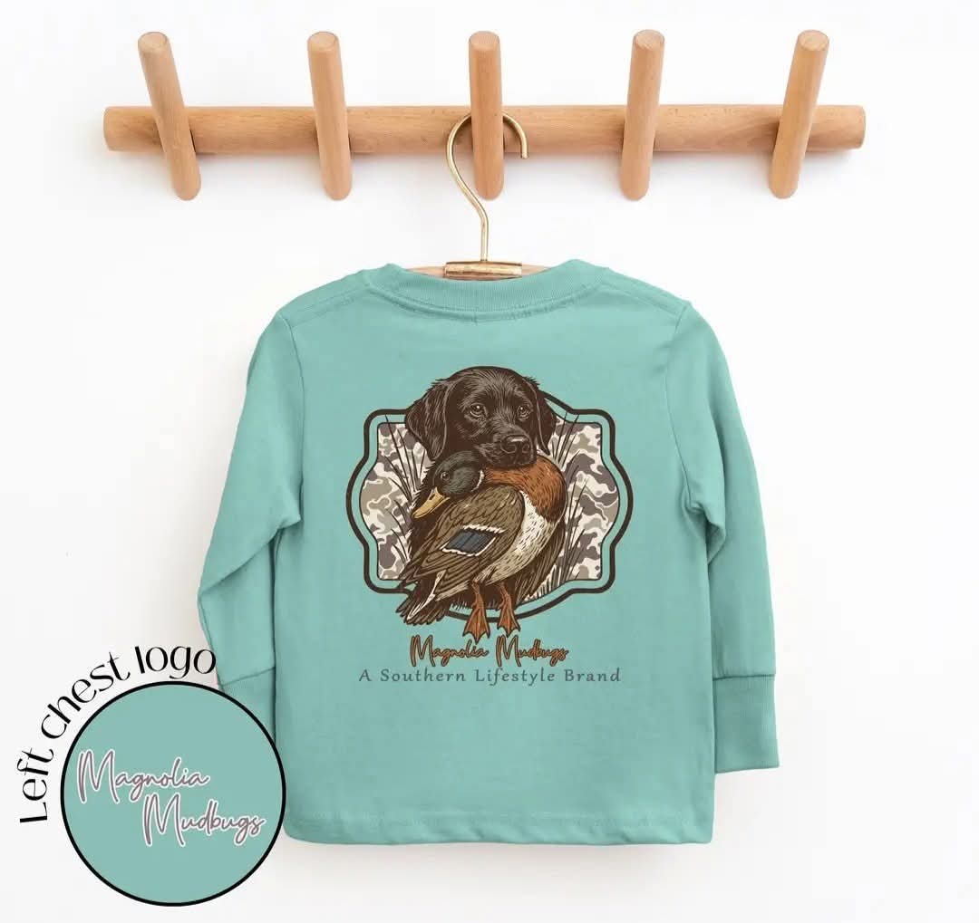 Teal Duck Hunting Long Sleeve Boys Tee