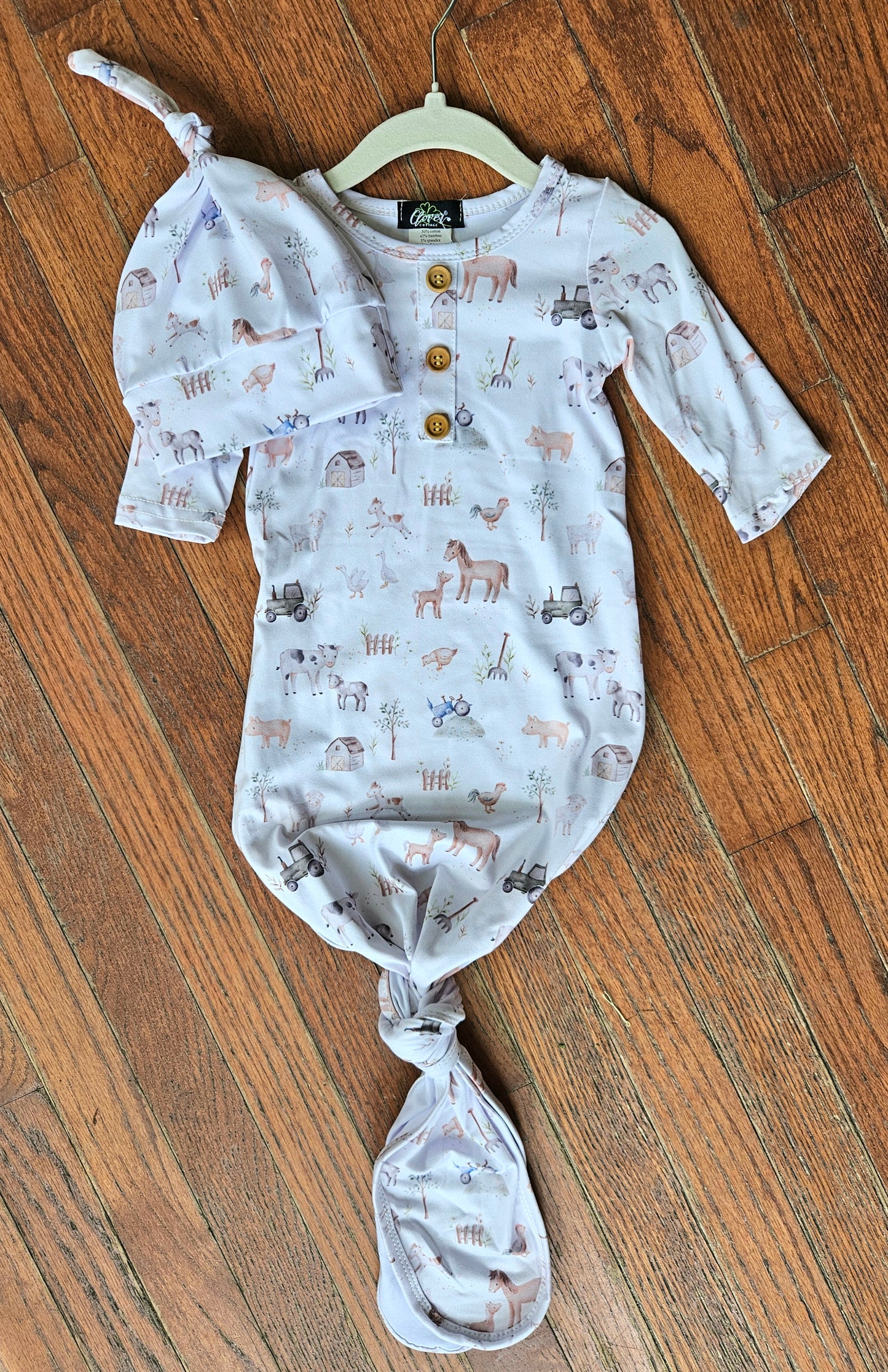 Farm Baby Gown with Matching Hat #530