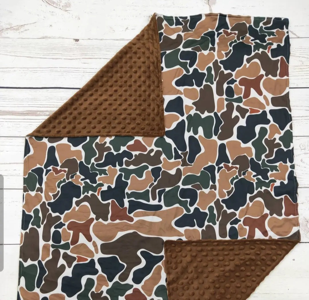 Brown and Green Camo Blanket