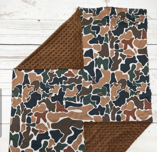 Brown and Green Camo Blanket