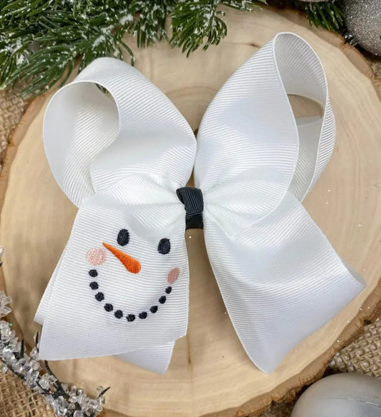 Snowman Face Clip Bow