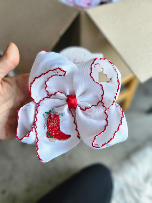 Christmas Boots Clip Bow