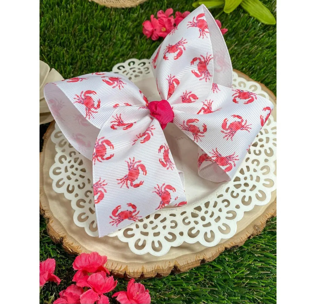 Red Crab Clip Bow