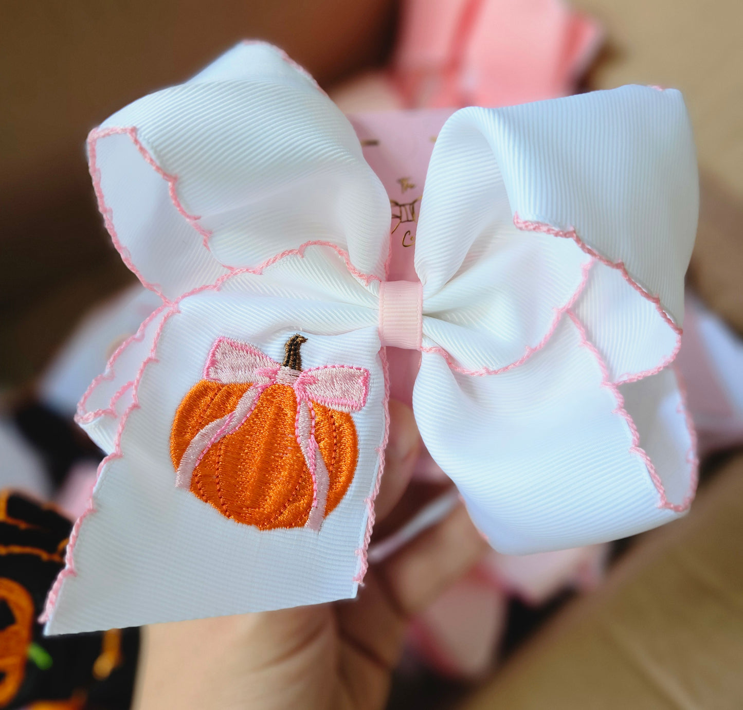 Pink Bow Pumpkin Clip Bow